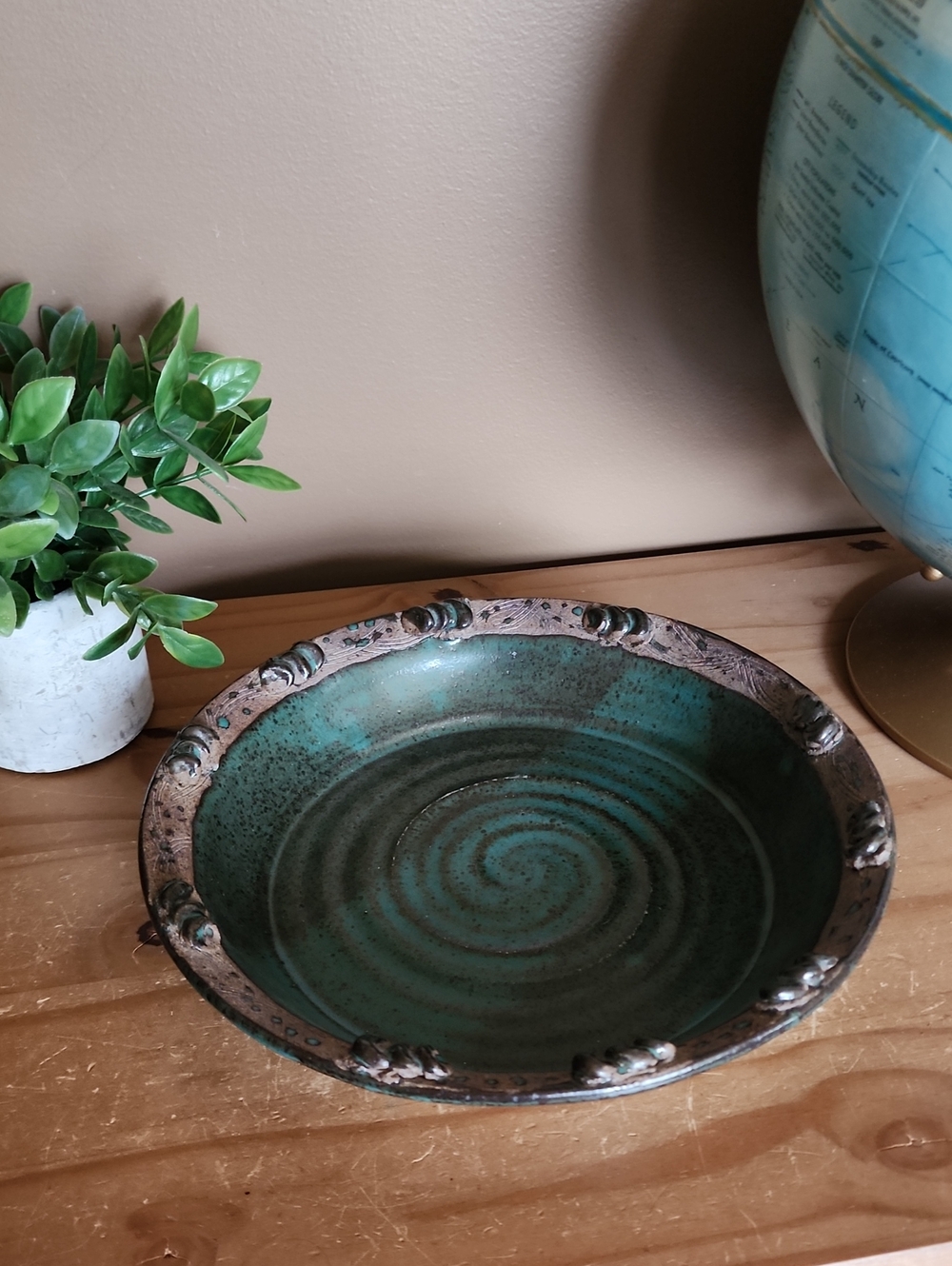 Rustic Turquoise Ceramic Bowl - Picture 2 of 14